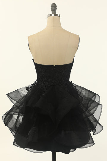 Strapless Tulle Liten Svart Klänning
